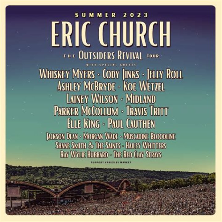 Eric Church Announces The Outsiders Revival Tour With Guests Jelly Roll, Elle King, Whiskey Myers, &